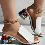 Sandales À Talons Carrés Avec Ornements Cristal Colorés