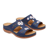 Sandale Tong Femme Décontractée Avec Broderie Fleurie Chic