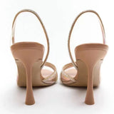 Sandales Talon Haut Nude à Strass