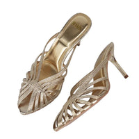 Sandales À Talon Dorées Avec Brides Croisées Élégantes