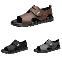 Sandales Homme En Cuir Souple Avec Bride Ajustable Confortable