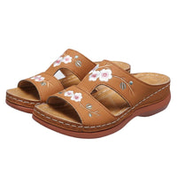 Sandale Tong Femme Décontractée Avec Broderie Fleurie Chic