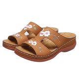 Sandale Tong Femme Décontractée Avec Broderie Fleurie Chic