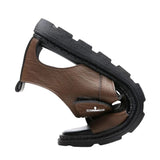 Sandales Homme En Cuir Souple Avec Bride Ajustable Confortable