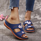 Sandale Tong Femme Décontractée Avec Broderie Fleurie Chic