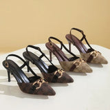 Sandale À Talon Femme Avec Boucle Dorée Raffinée