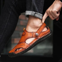 Sandales En Cuir Homme Avec Bout Fermé Et Confort Estival