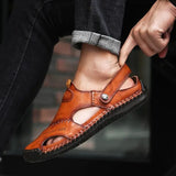 Sandales En Cuir Homme Avec Bout Fermé Et Confort Estival
