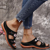 Sandale Tong Femme Décontractée Avec Broderie Fleurie Chic