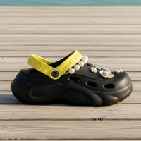 Sandale Plateforme Femme Avec Perles Et Fleurs Élégantes