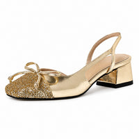 Sandale Dorée à Talon Bas Style Ballerine