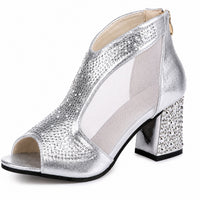 Sandale Argentée avec Strass Style Décontracté