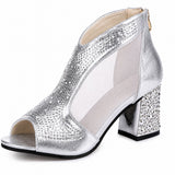 Sandale Argentée avec Strass Style Décontracté
