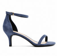 Sandale Bleu Marine Élégante à Talon avec Fermeture à Boucle