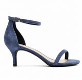 Sandale Bleu Marine Élégante à Talon avec Fermeture à Boucle