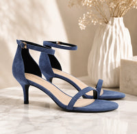 Sandale Bleu Marine Élégante à Talon avec Fermeture à Boucle