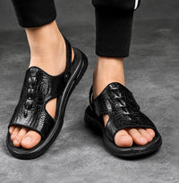 Sandale Cuir Homme Effet Peau de Crocodile