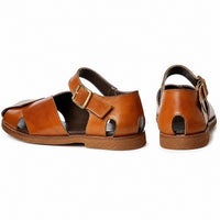 Sandale Cuir Marron Clair Homme Luxe