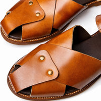 Sandale Cuir Marron Clair Homme Luxe