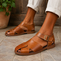 Sandale Cuir Marron Clair Homme Luxe