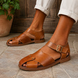 Sandale Cuir Marron Clair Homme Luxe