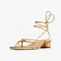 Sandale Dorée à Talon Bas Style Gladiateur