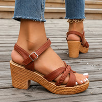 Sandale Femme À Talon Épais Style Estival Chic