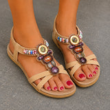 Sandale Femme Beige de Style Bohème avec Lanières