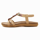 Sandale Femme Beige de Style Bohème avec Lanières