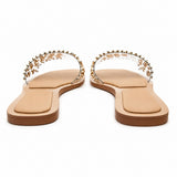Sandale Femme Cloutée Beige et Plate