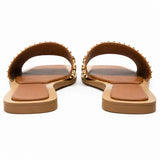 Sandale Femme Cloutée Marron et Plate