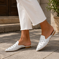 Sandale Femme Cloutée et Pointue avec Mini Talon