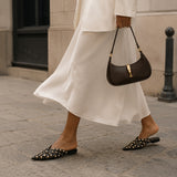 Sandale Femme Cloutée et Pointue avec Rivets Dorés