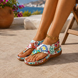 Sandale Femme Confortable Style Tong avec Motif Floral