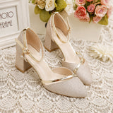 Sandale Femme Mariage Dorée et Pailletée avec Lanières