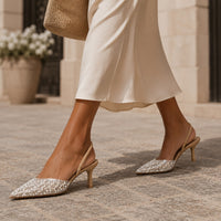 Sandale Femme Mariage Ouverte avec des Perles