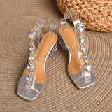 Sandale Femme Mariage Transparente avec Faux Diamants