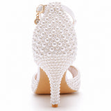 Sandale Femme Mariage à Talon avec des Perles