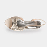 Sandale Femme Mariage avec Strass en Forme de Fleurs
