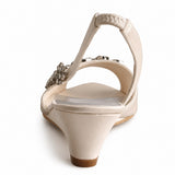 Sandale Femme Mariage avec Strass en Forme de Fleurs