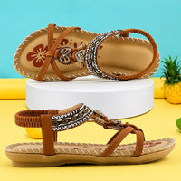 Sandale Femme de Style Bohème avec Bande Élastique
