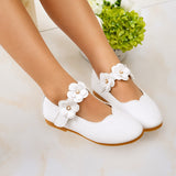 Sandale Fille Style Ballerine Blanche avec Fermeture à Scratch