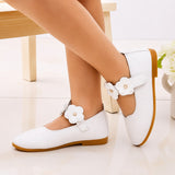 Sandale Fille Style Ballerine Blanche avec Fermeture à Scratch