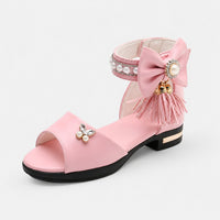 Sandale Fille à Talon Bas Rose Style Princesse