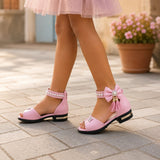 Sandale Fille à Talon Bas Rose Style Princesse