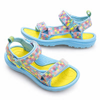 Sandale Fille avec Damier Multicolore sur les Lanières