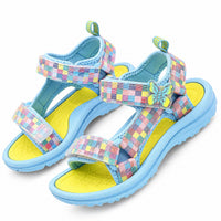 Sandale Fille avec Damier Multicolore sur les Lanières