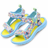 Sandale Fille avec Damier Multicolore sur les Lanières
