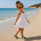 Sandale Fille avec Fleur Verte Mignonne