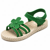 Sandale Fille avec Fleur Verte Mignonne